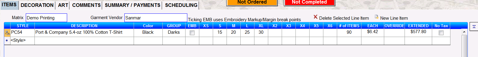2. Enter Items